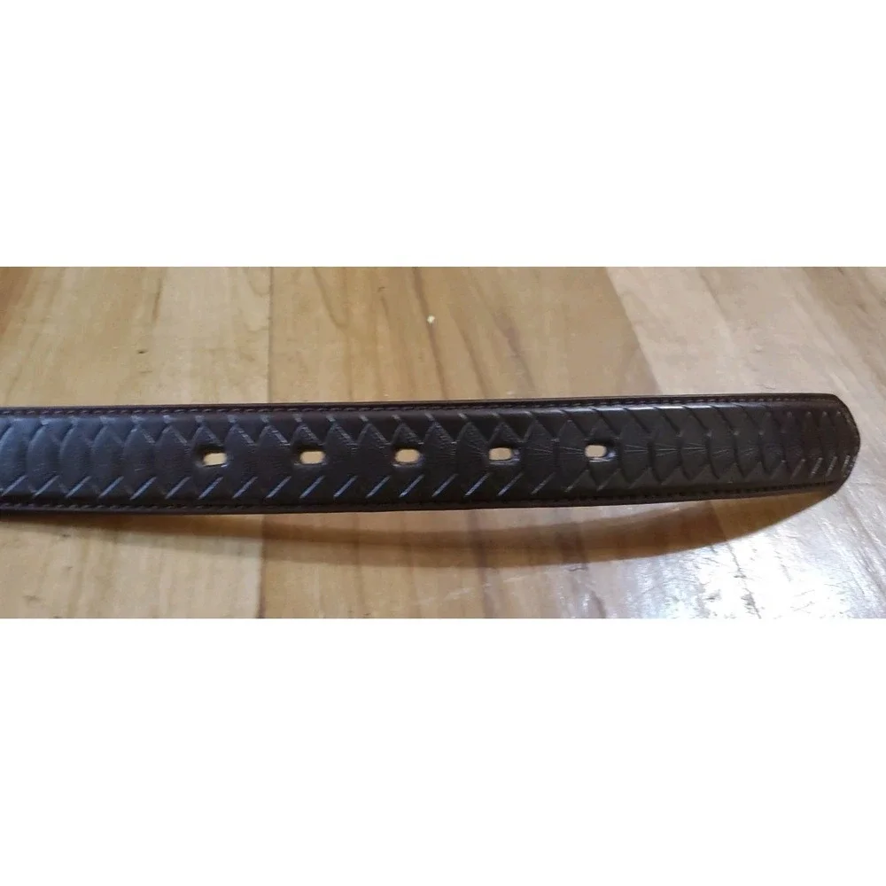 TOOLED‎ Belt Western XL 42-44 Genuine Leather Geometric Dark Brown